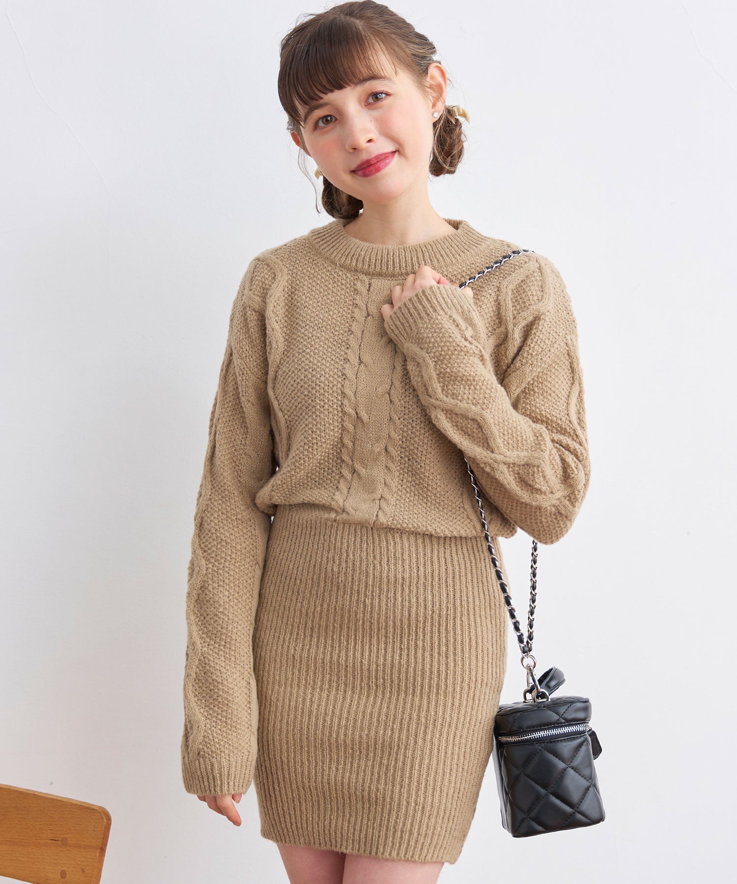 SALE!! 【titty&Co.PETIT】ケーブルリブニットワンピース