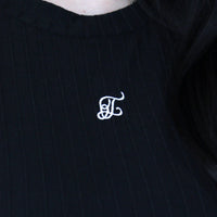 【TITTY&CO.】ロゴ刺繍異素材フリルトップス
